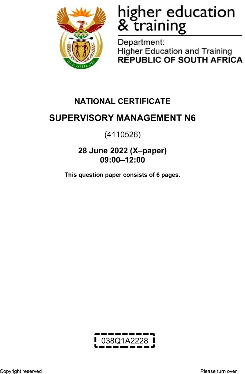 T1710 Supervisory Management N6 Aug QP 2022