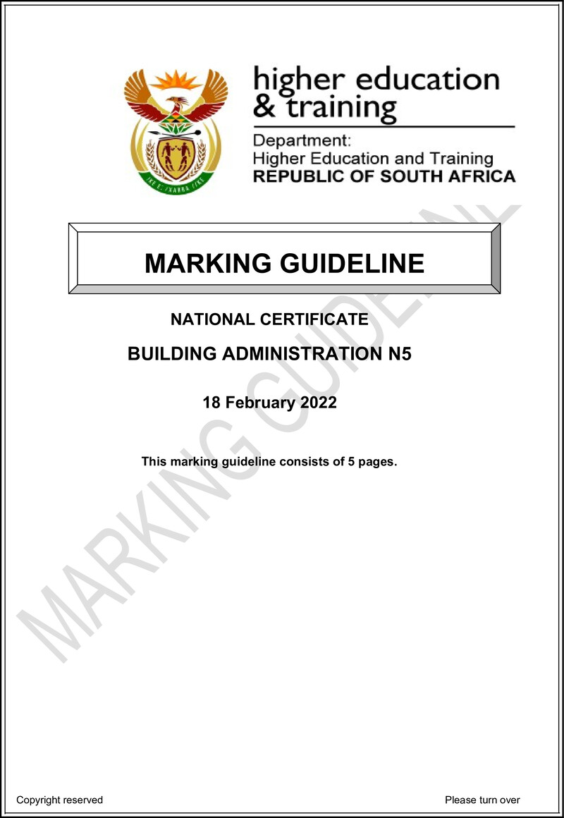 T100 Building Administration N5 MEMO April 2022 preview