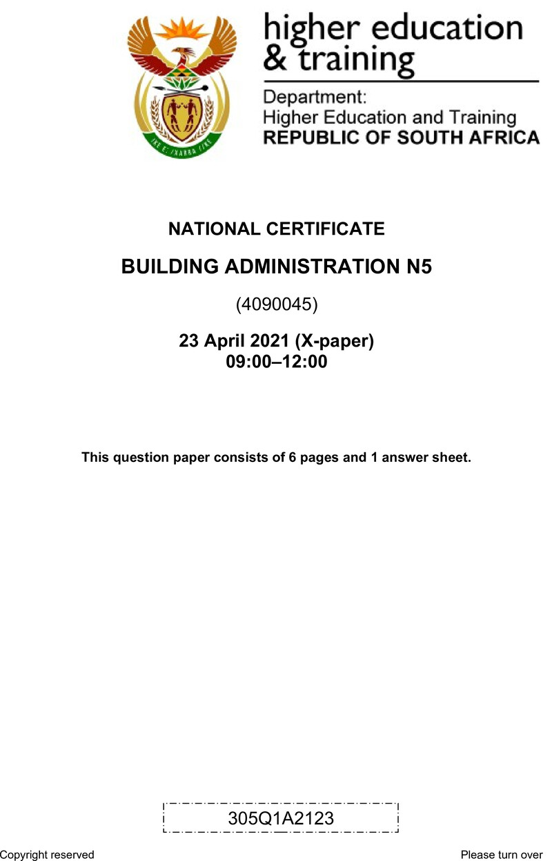 T100 Building Administration N5 QP Apr 2021 preview