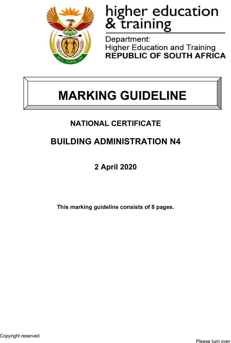T90 Building Administration N4 Memo April 2020