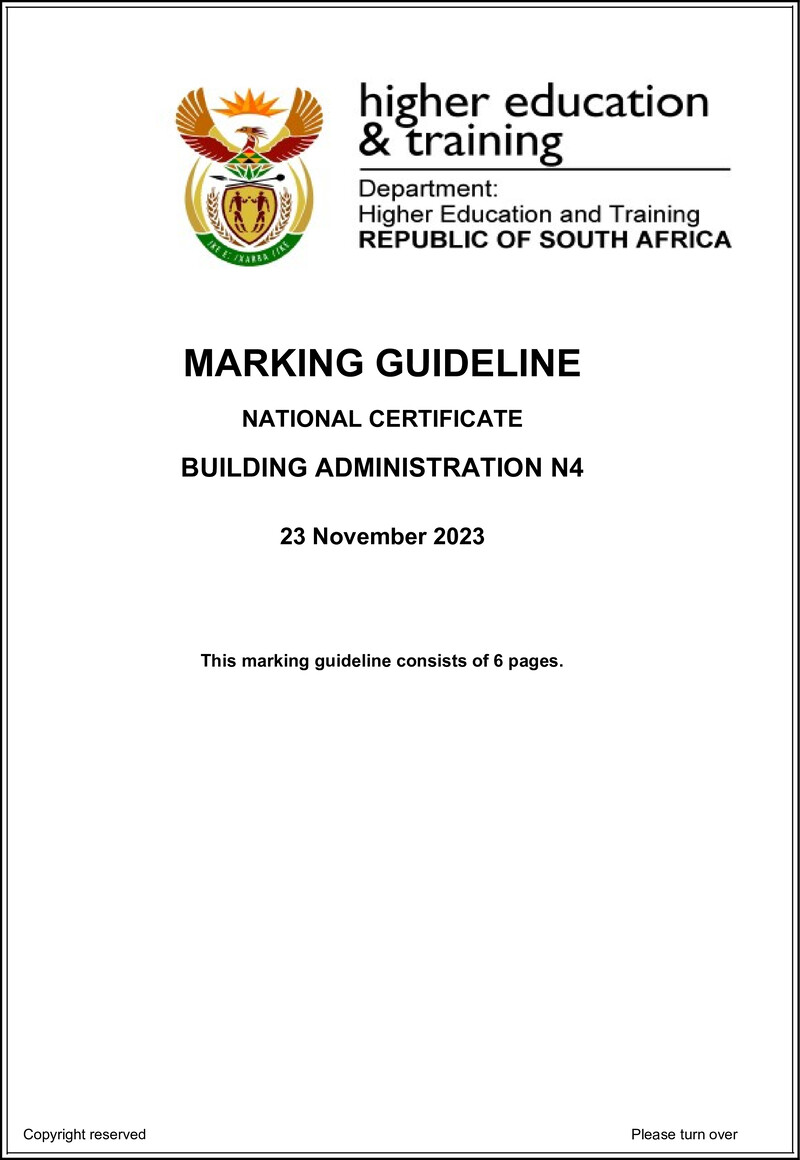 T90 Building Administration N4 MEMO Nov 2023 preview