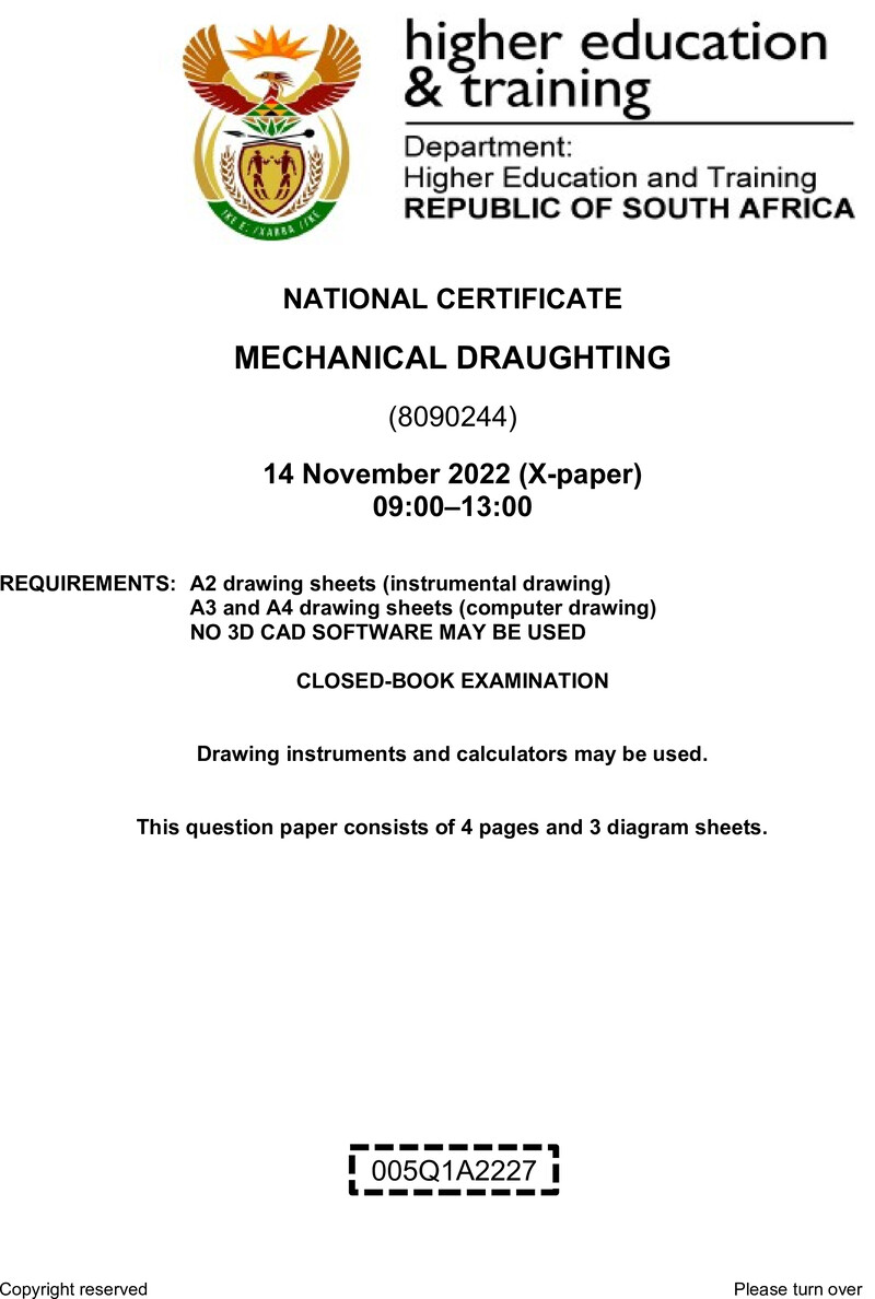 T1060 Mechanical Draughting Nov QP 2022