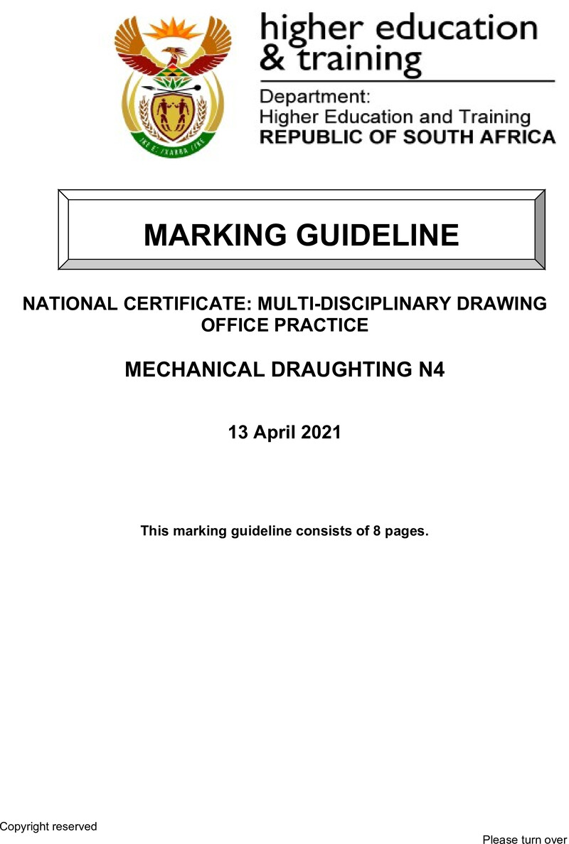 T1070 Mechanical Draughting N4 Memo April 2021