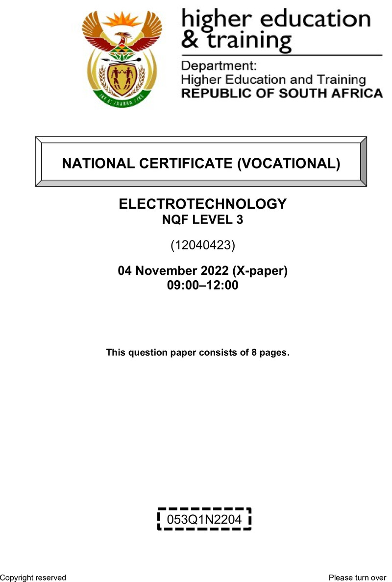 Electrotechnology L3 QP Nov 2022 preview