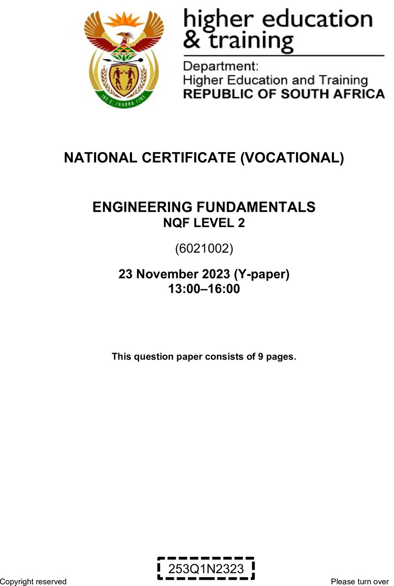 Nc1090 Engineering Fundamental L2 QP Nov 2023 Pretorius
