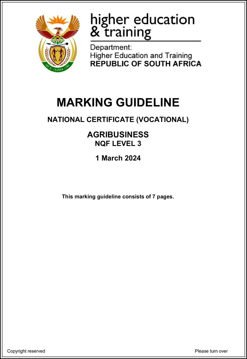 Agribusiness L3 Supp MEMO Feb 2022Not 2024 De Jager T preview