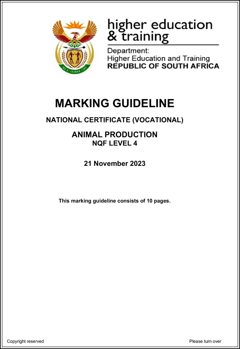 Animal Production L4 MG Nov 2023 preview