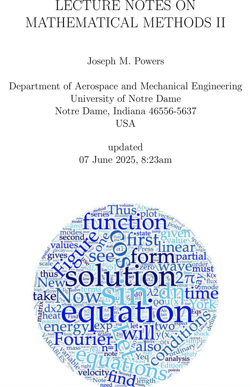 Lecture Notes On Mathematical Methods Ii