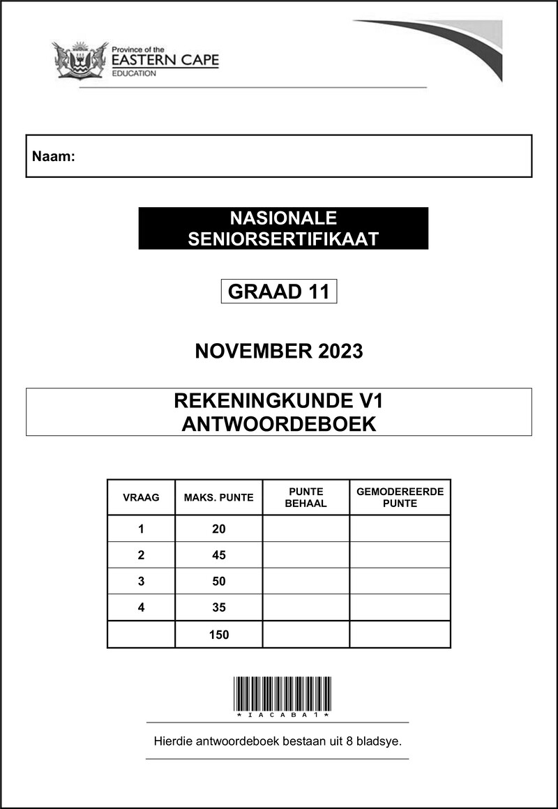 Grade 11 Accounting past paper 2023 – accounting p1 gr11 answerbook november 2023 afr d