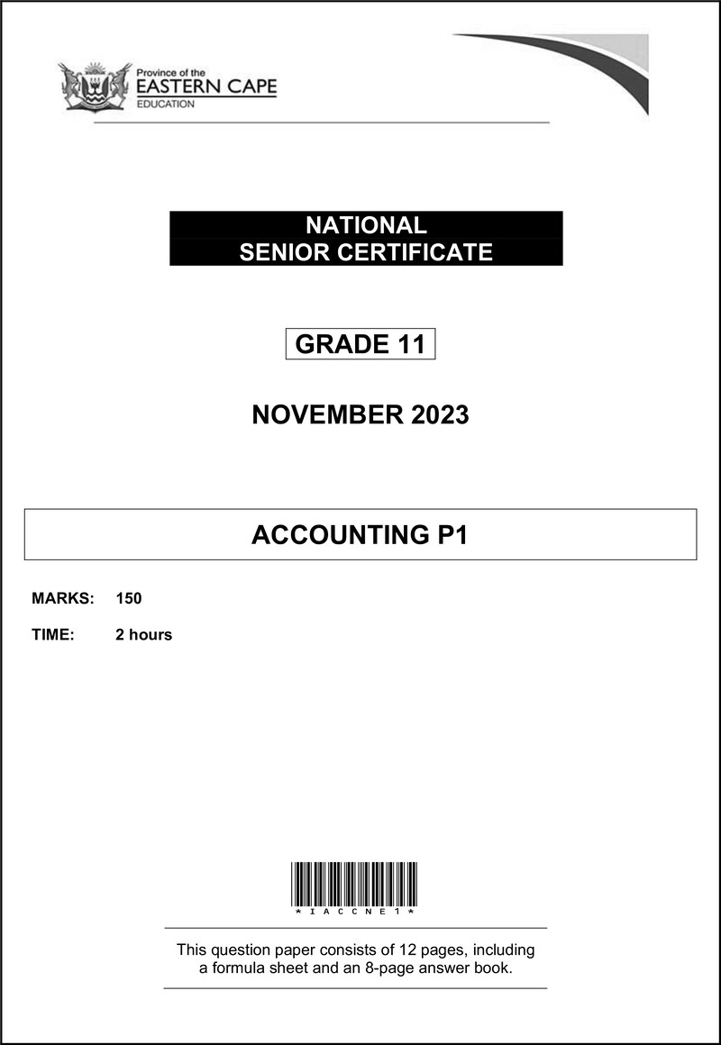 Accounting P1 Gr11 QP Nov 2023 Eng D
