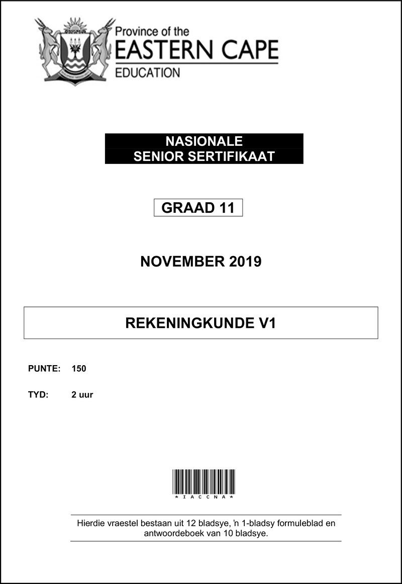 Grade 11 Accounting past paper 2019 – accounting p1 gr11 qp november 2019 afr d