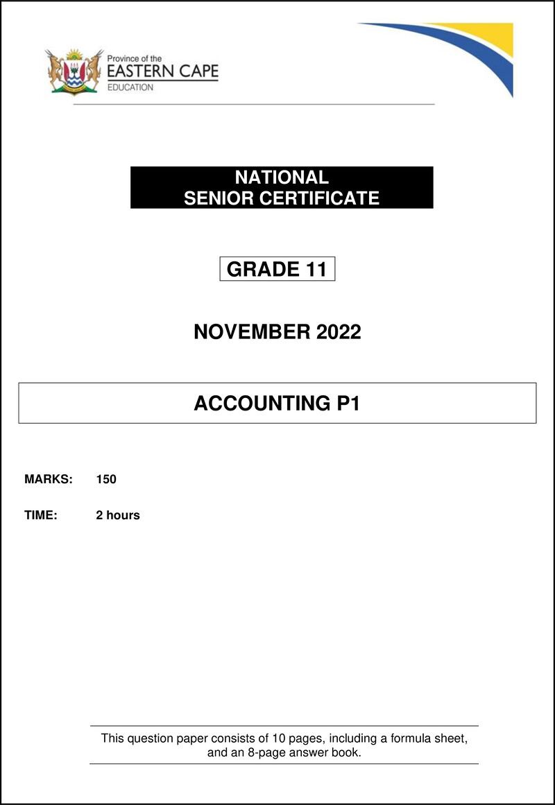 Accounting P1 Gr11 QP November 2022 Eng