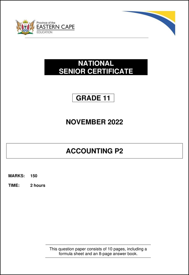Accounting P2 Gr11 QP Nov2022 Eng