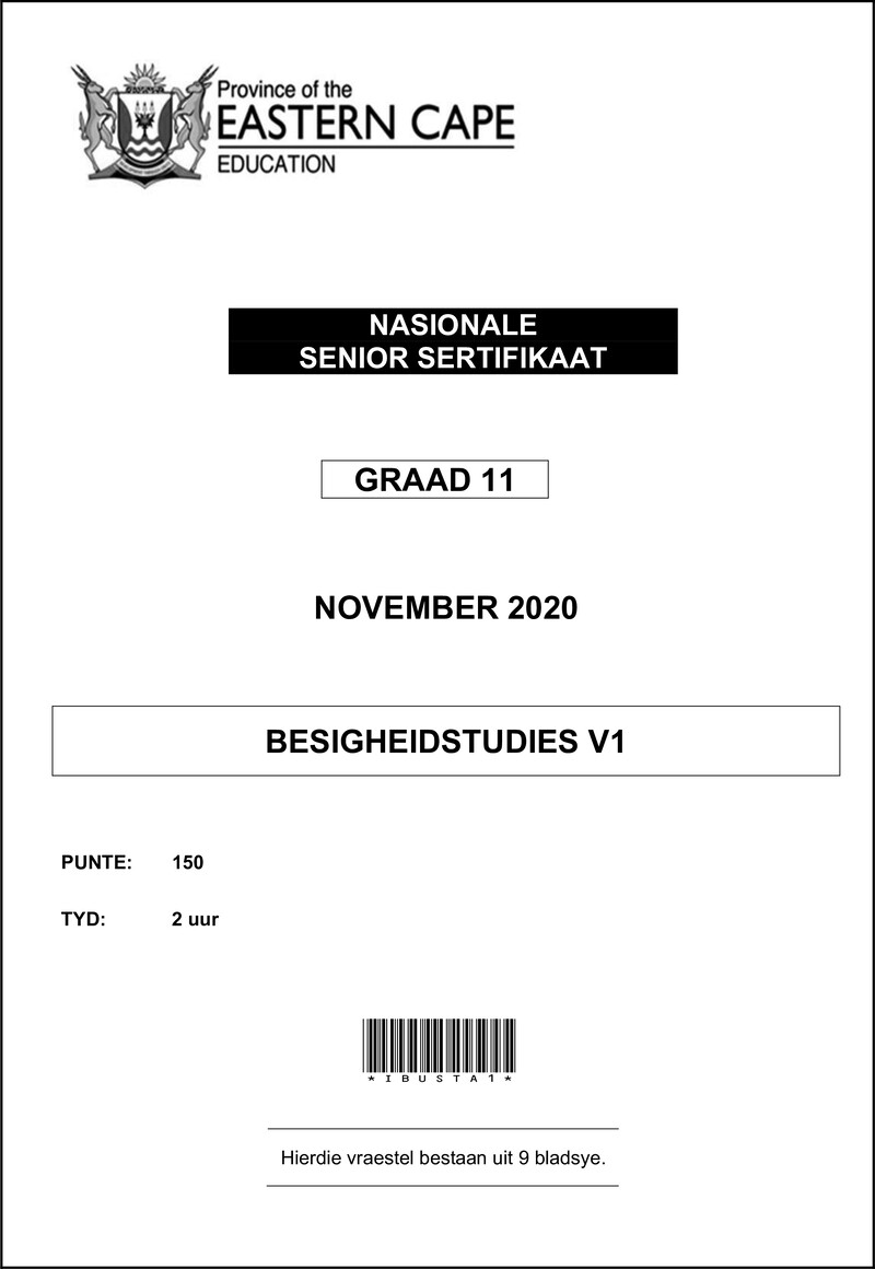 Grade 11 Besigheidstudies past paper 2020 – afr bstd gr 11 p1 qp 2020 d