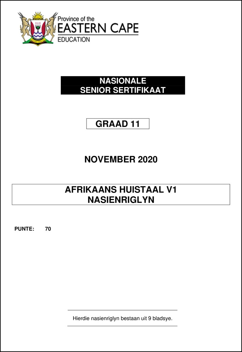 Afr Hl P1 Gr11 Memo Nov2020