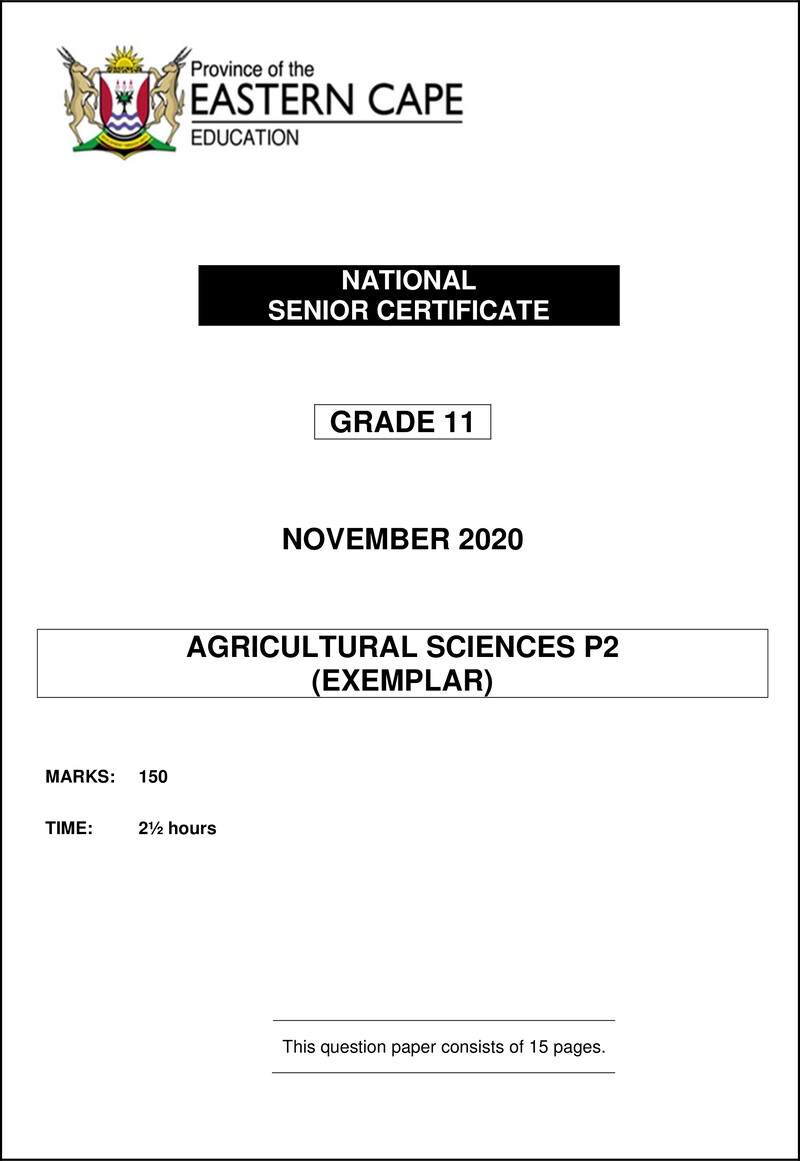 Grade 11 Agricultural Sciences past paper 2020 – agric sc p2 qp gr11 nov 2020 eng