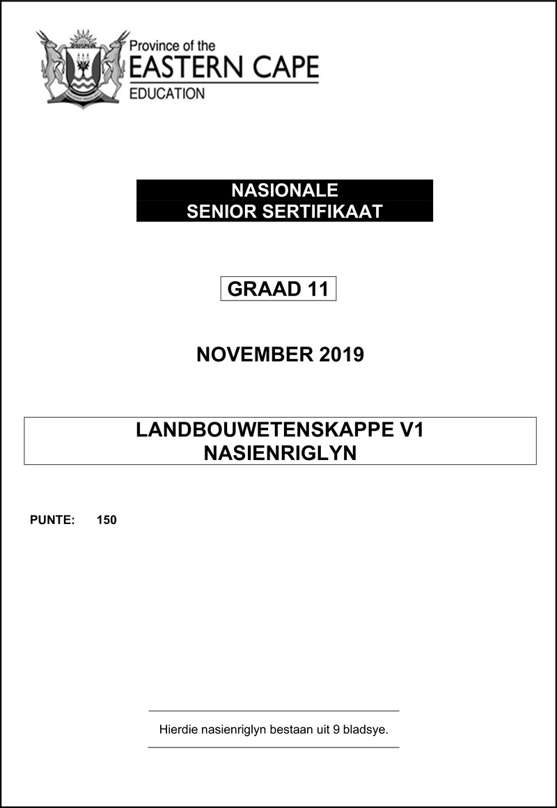 Agric Sciences P1 Gr11 Memo Nov2019 Afr D