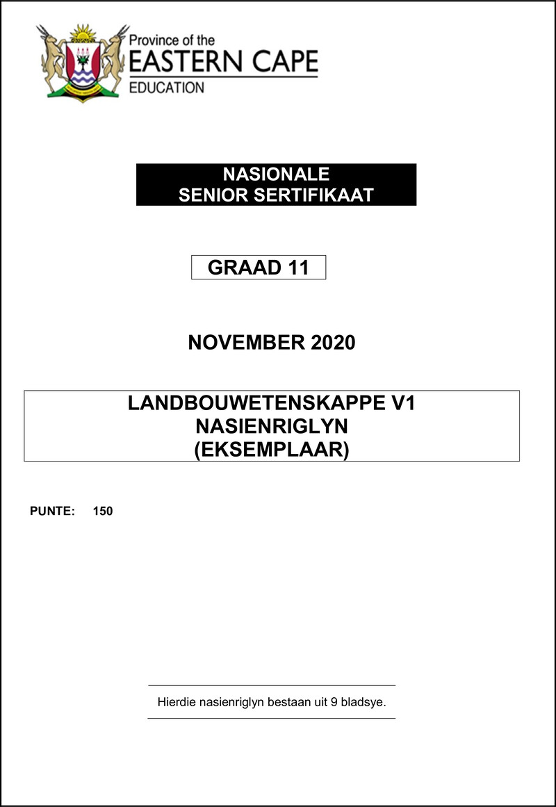 Agric Sciences P1 Gr11 Memo Nov2020 Afr
