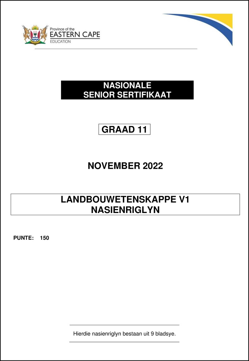 Agric Sciences P1 Memo Gr11 Nov 2022 Afr