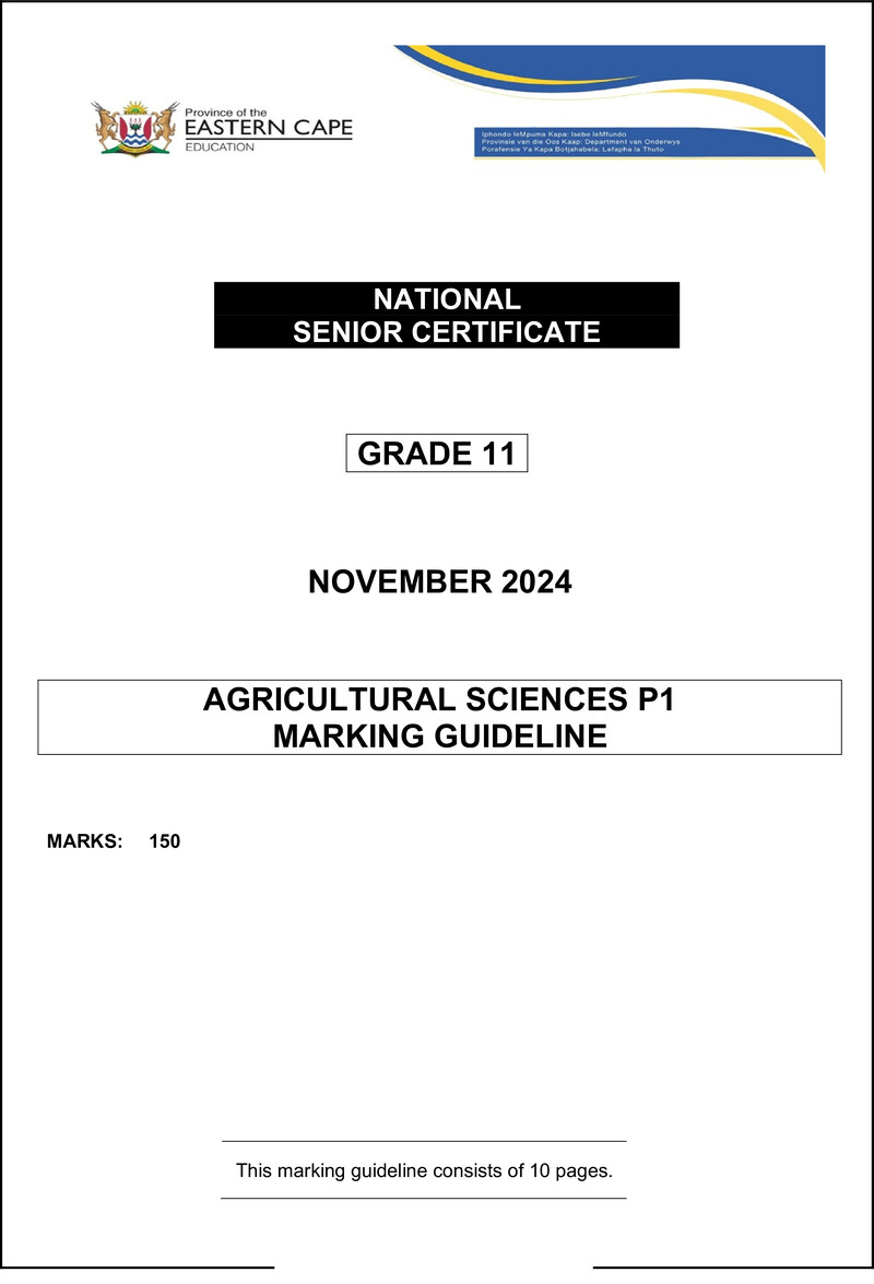 Agric Sciences P1 Memo Gr11 Nov 2024 Eng
