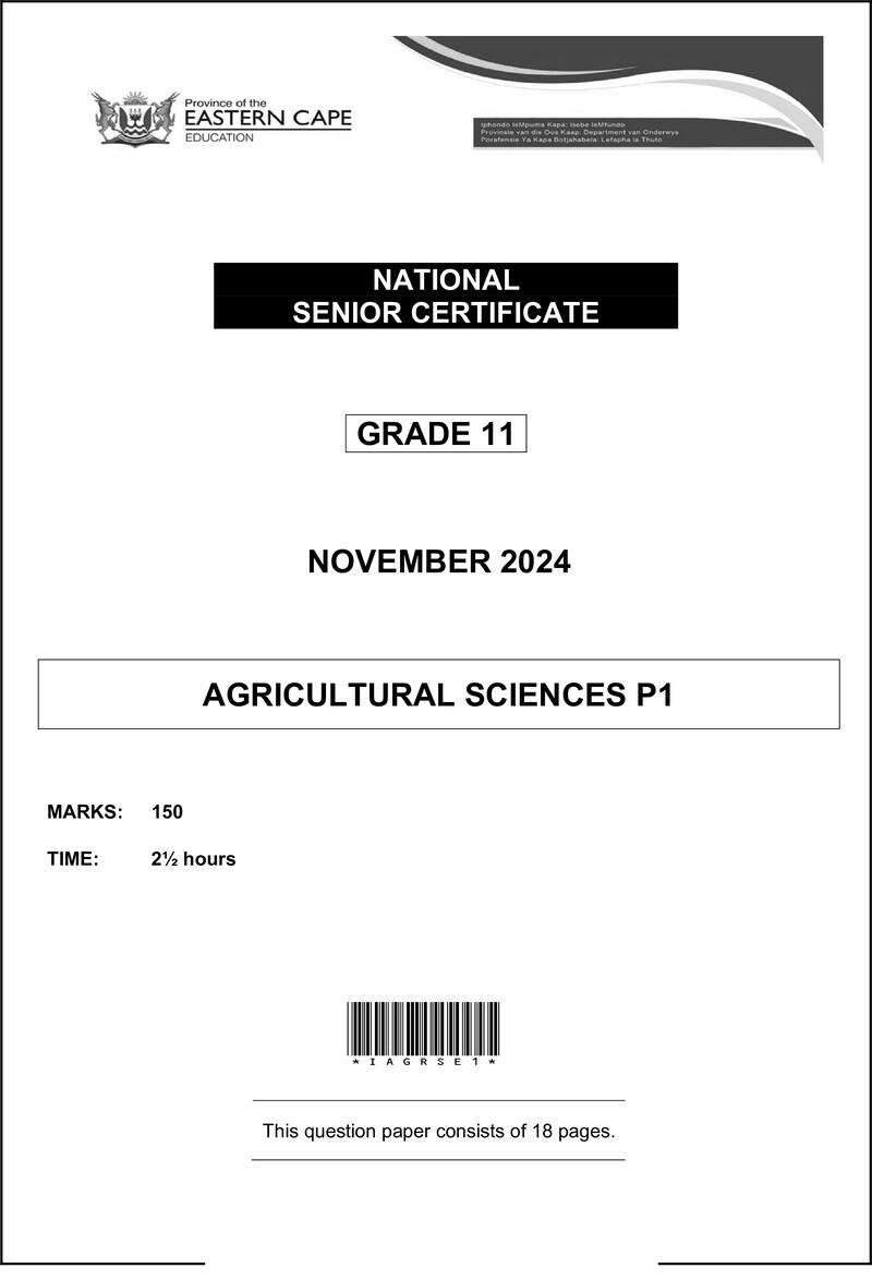 Agric Sciences P1 QP Gr11 Nov 2024 Eng D