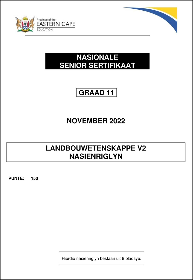 Agric Sciences P2 Gr11 Memo Nov2022 Afr