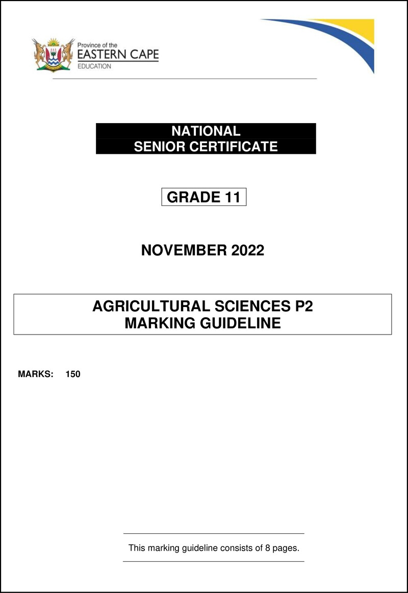 Agric Sciences P2 Gr11 Memo Nov2022 Eng