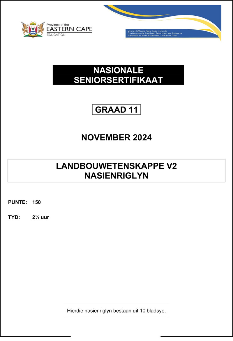 Agricultural Sciences P2 Gr11 Memo Nov2024 Afr