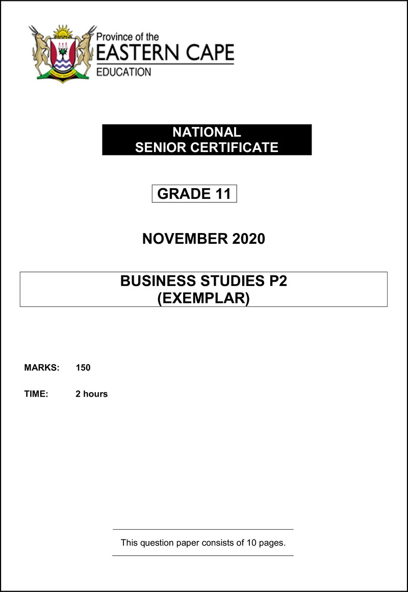 Bus Studies P2 Gr11 QP Nov2020 Eng