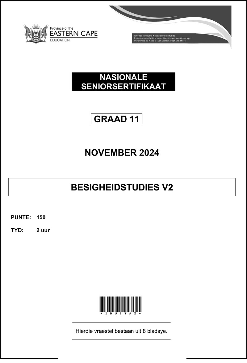 Business Studies Grade 11 P2 QP Afr D