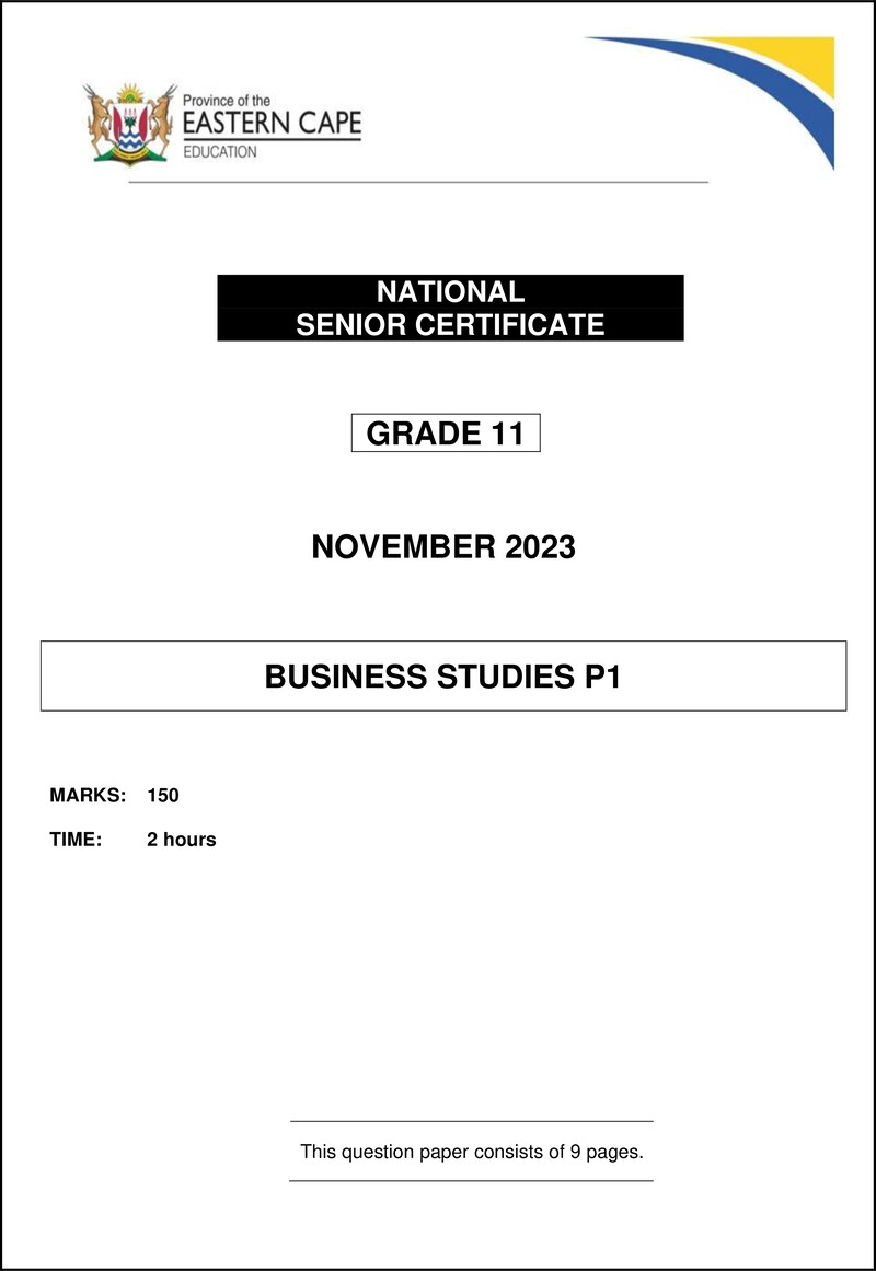 Business Studies P1 Gr11 QP Nov2023 Eng