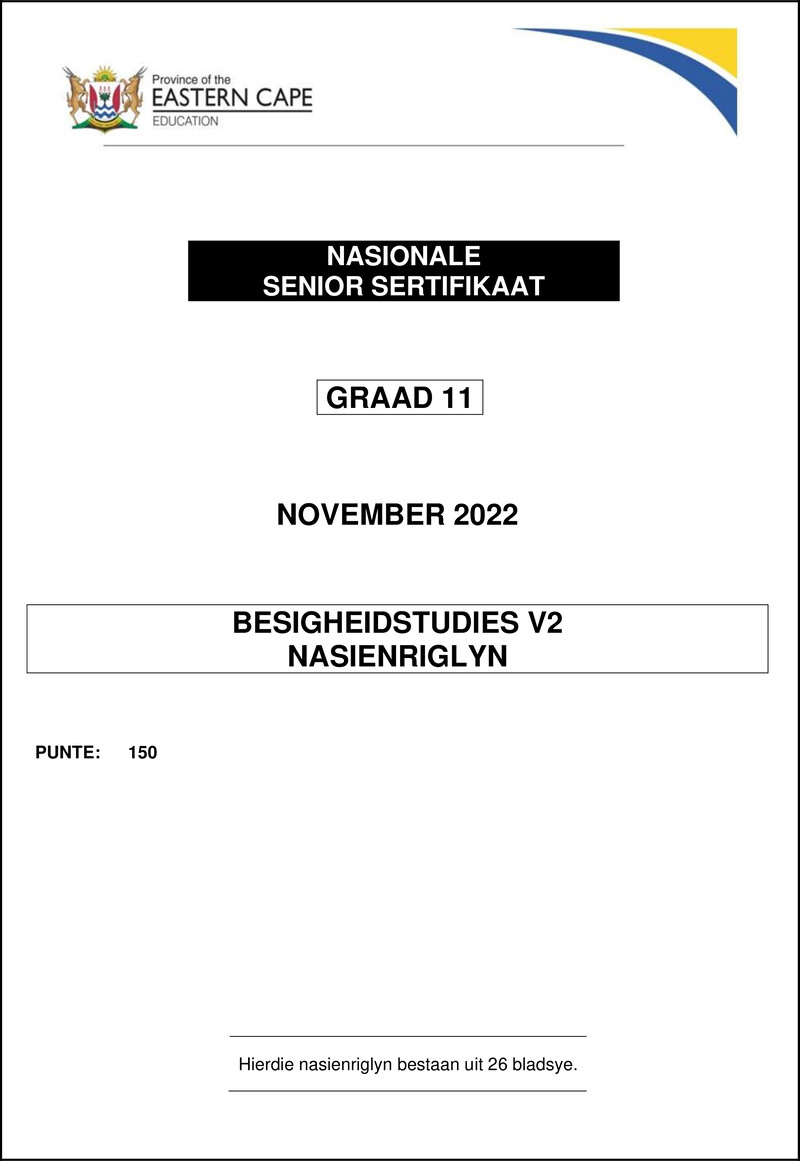 Business Studies P2 Grade11 Memo Nov2022 Afr