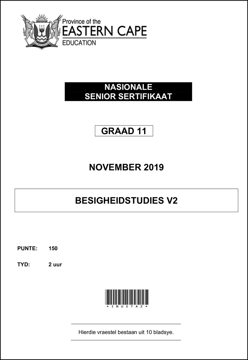 Grade 11 Business Studies past paper 2019 – business studies p2 qp gr11 nov2019 afr d