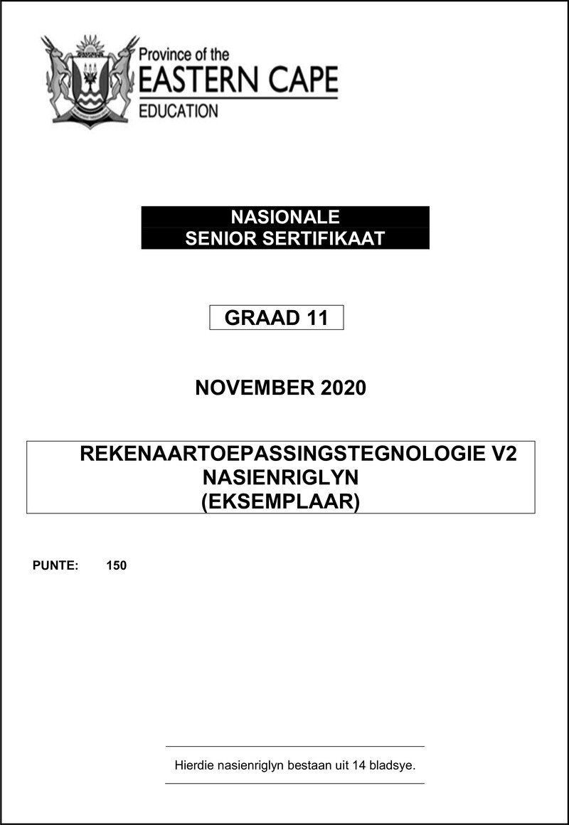 Grade 11 Rekenaartoepassingstegnologie past paper 2020 – cat p2 gr11 memo nov2020 afr d