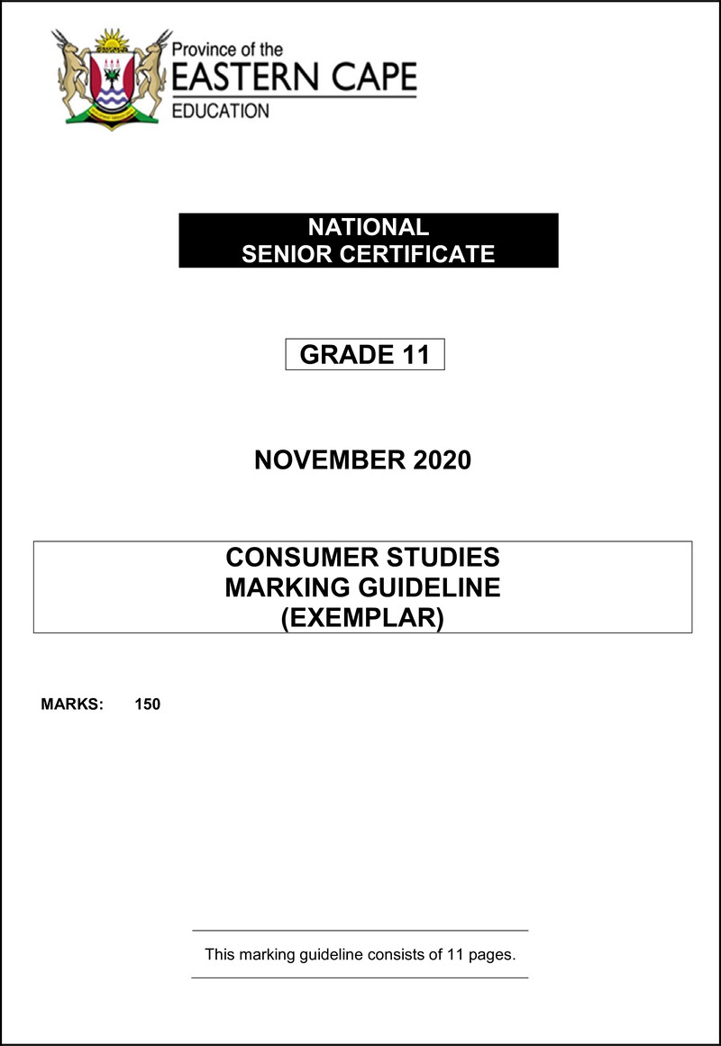 Grade 11 Consumer Studies past paper 2020 – consumer studies gr11 memo gr11 nov2020 eng