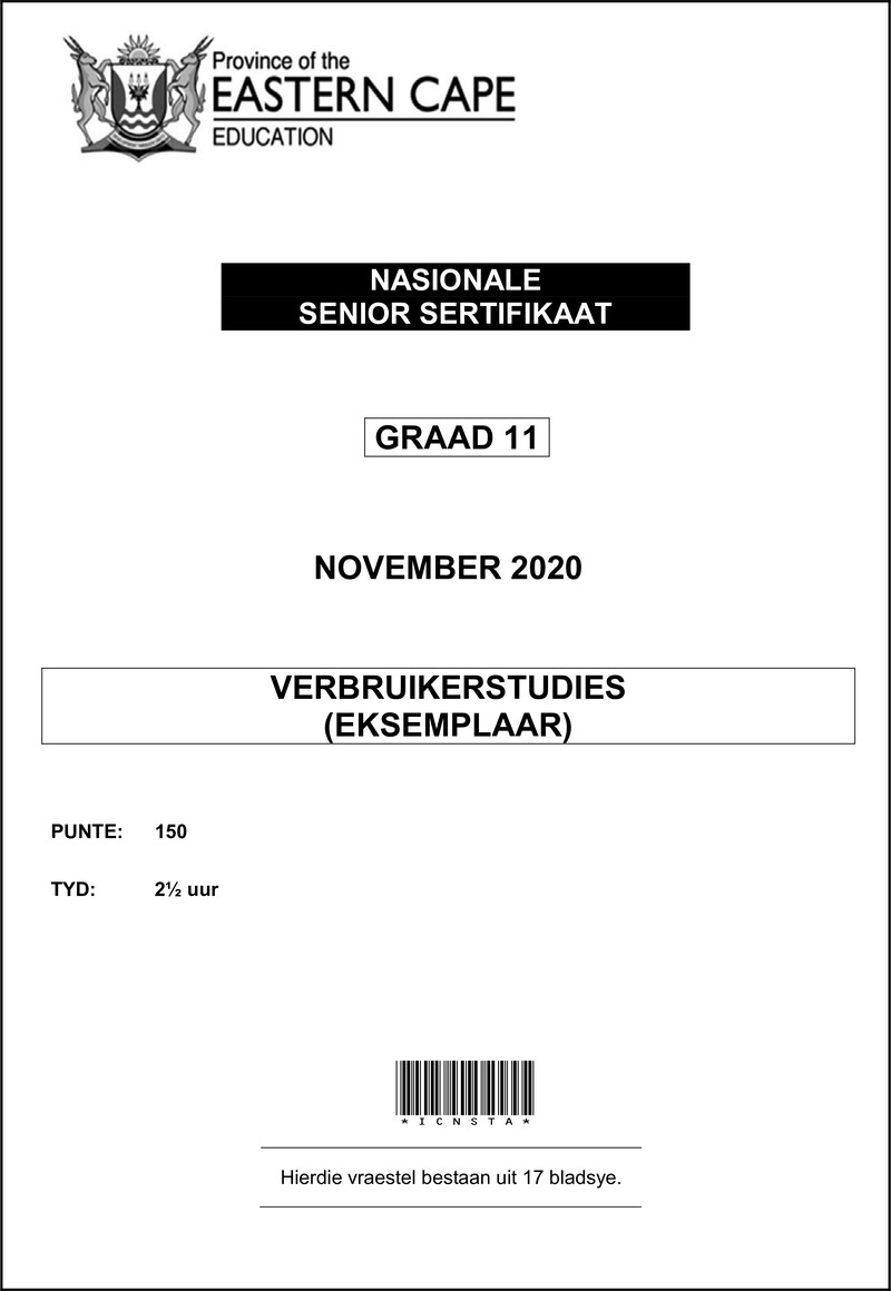 Grade 11 Consumer Studies past paper 2020 – consumer studies gr11 qp memo nov2020 afr d