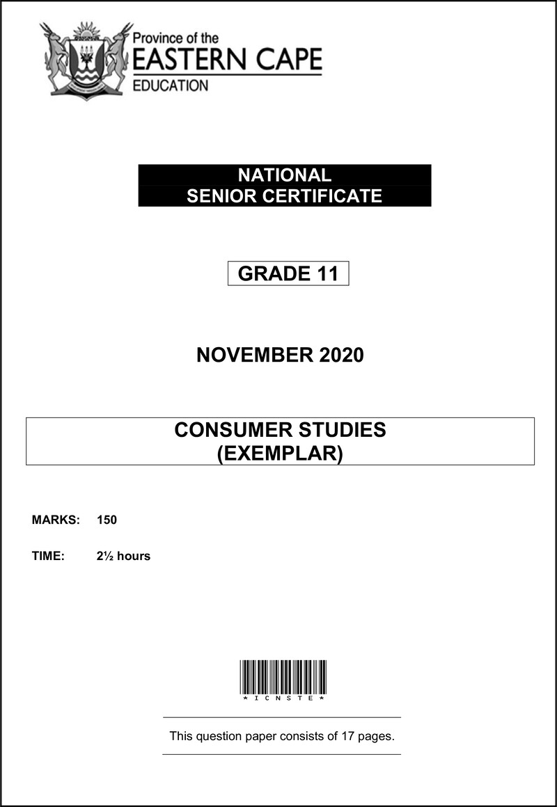 Grade 11 Consumer Studies past paper 2020 – consumer studies gr11 qp memo nov2020 eng d