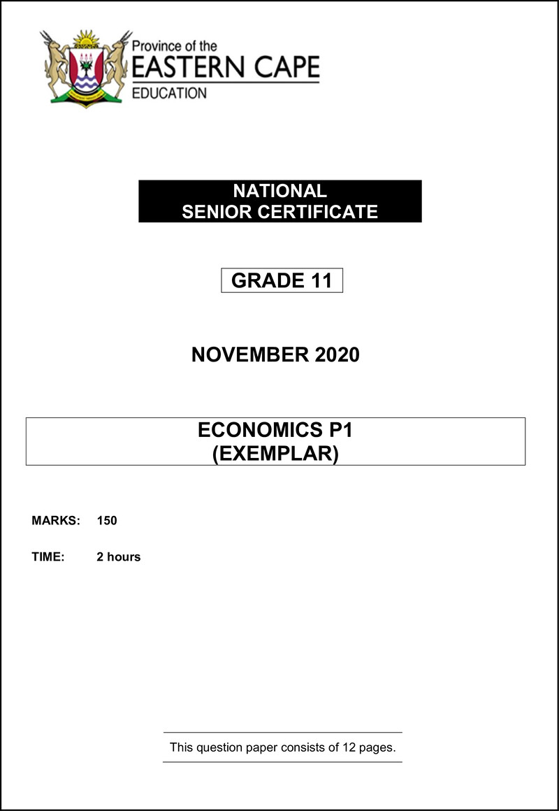 Grade 11 Economics past paper 2020 – econ p1 gr11 qp nov 2020 f