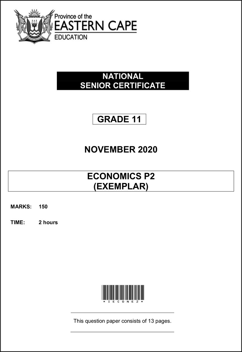 Grade 11 Economics past paper 2020 – economic p2 gr11 qp memo nov2020 eng d