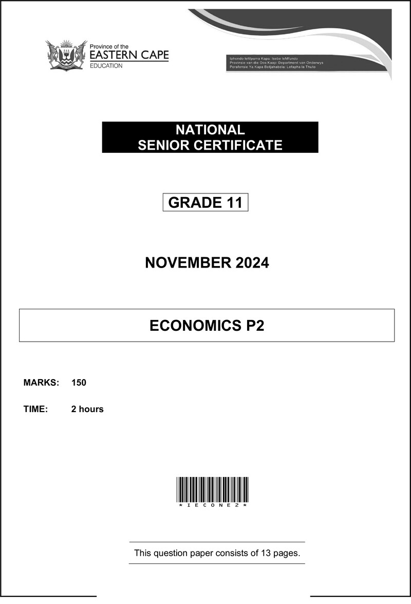 Economics Grade 11 P2 QP Nov 2024 Eng D