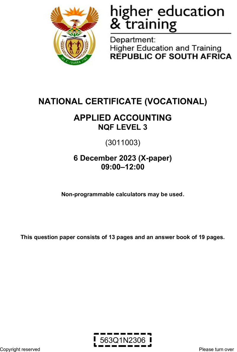 Applied Accounting L3 QP Nov 2023 preview