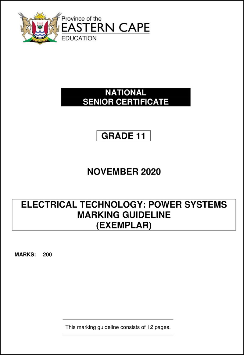 Elec Tech Gr11 Memo Nov2020 Power Eng
