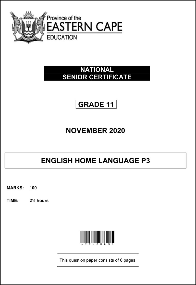 Grade 11 English past paper 2020 – enghl p3 gr11 qp memo nov 2020 d