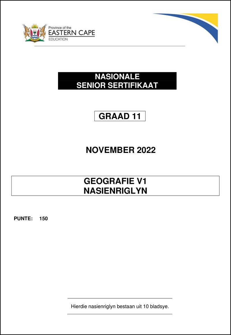Geography P1 Memo Gr11 Nov 2022 Afr