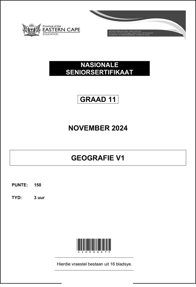 Geography P1 QP Gr11 Nov 2024 Afr D