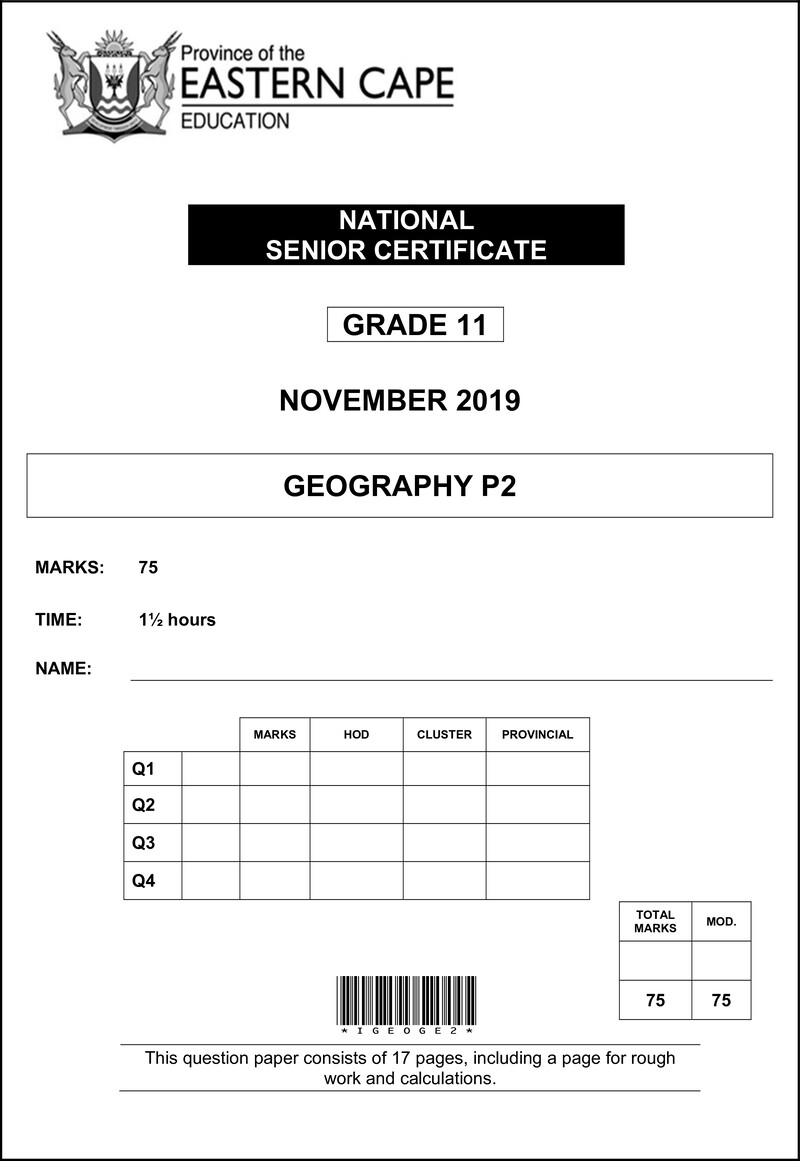 Grade 11 Geography past paper 2019 – geography p2 gr11 qp nov 2019 eng d