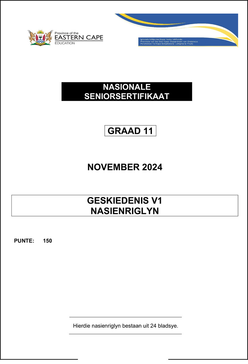 History P1 Memo Gr11 Nov 2024 Afr
