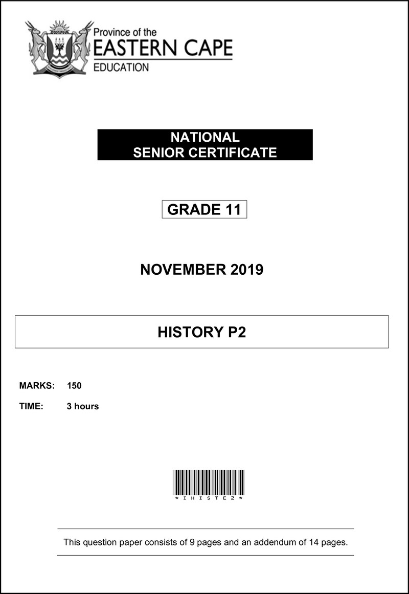 Grade 11 History past paper 2019 – history p2 qp gr11 nov 2019 eng d