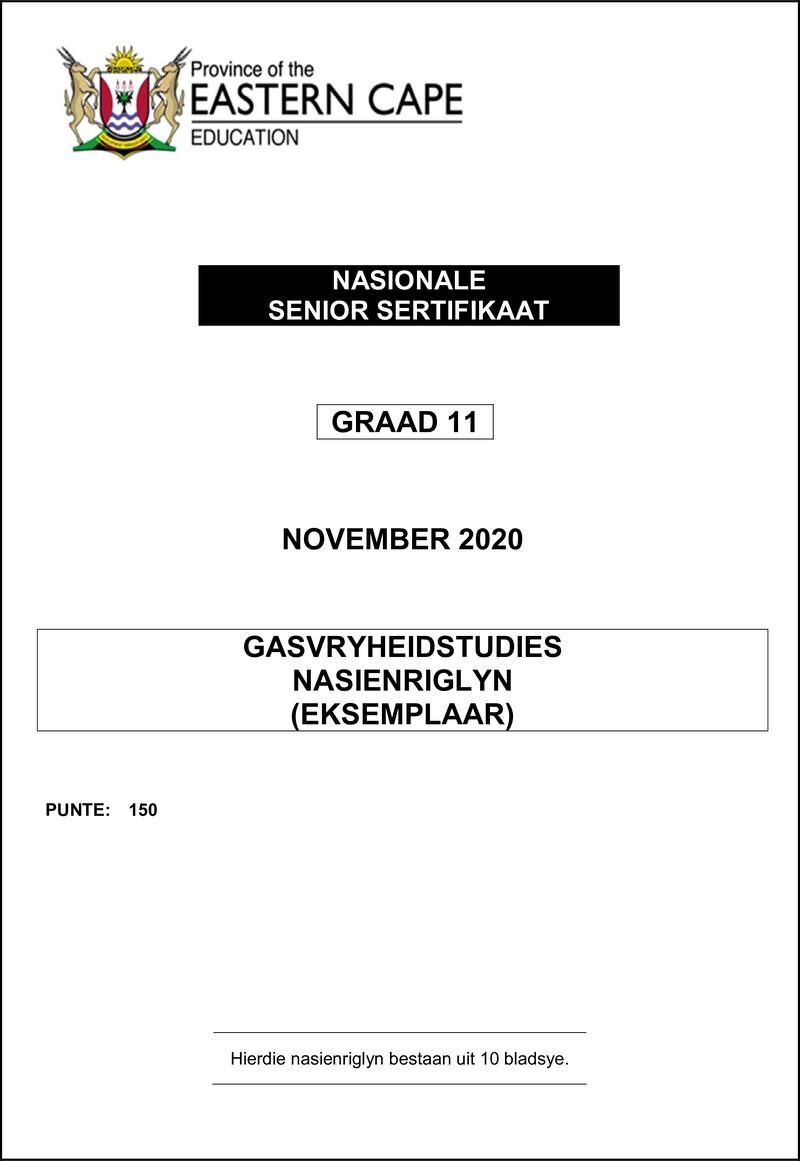 Grade 11 Gasvryheidstudies past paper 2020 – hospitality studies memo gr11 nov 2020 afr