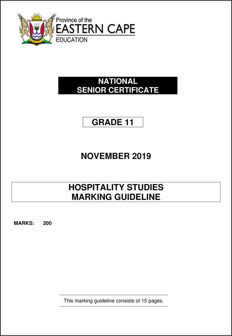Hospitality Studies Memo Gr11 Nov2019 Eng